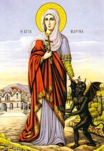 St.Marina the Martyr holding a devil
